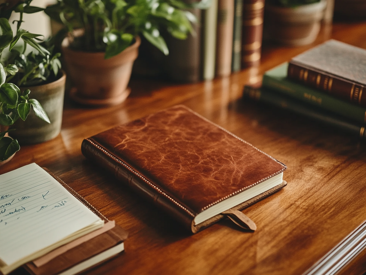 Coach in one-on-one session with leather journal